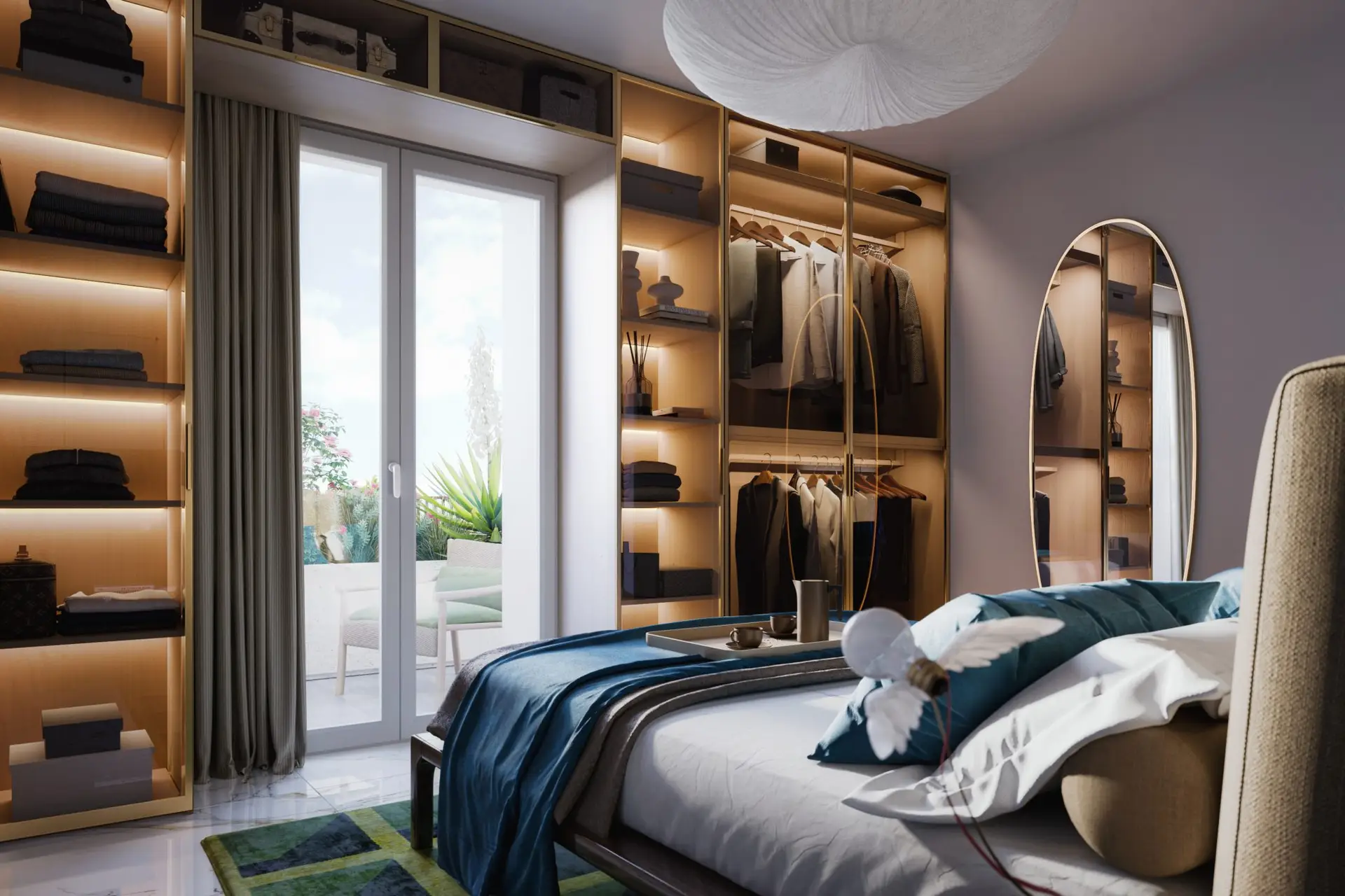 Render camera da letto moderna con armadio - DDvisualization