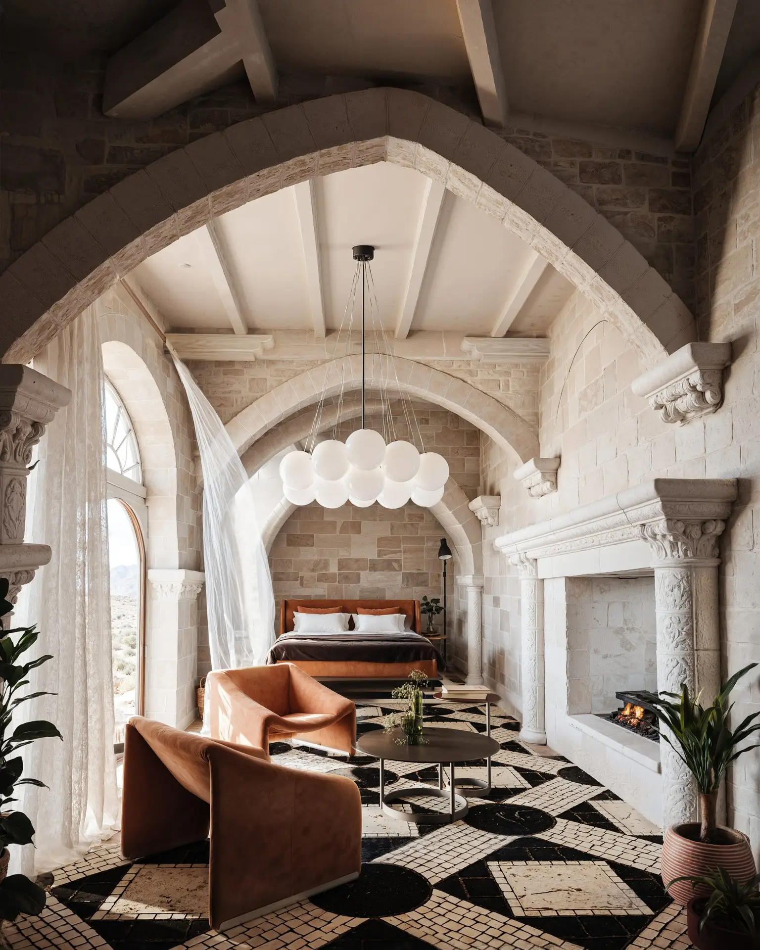 Camera da letto di design creato con rendering fotorestico